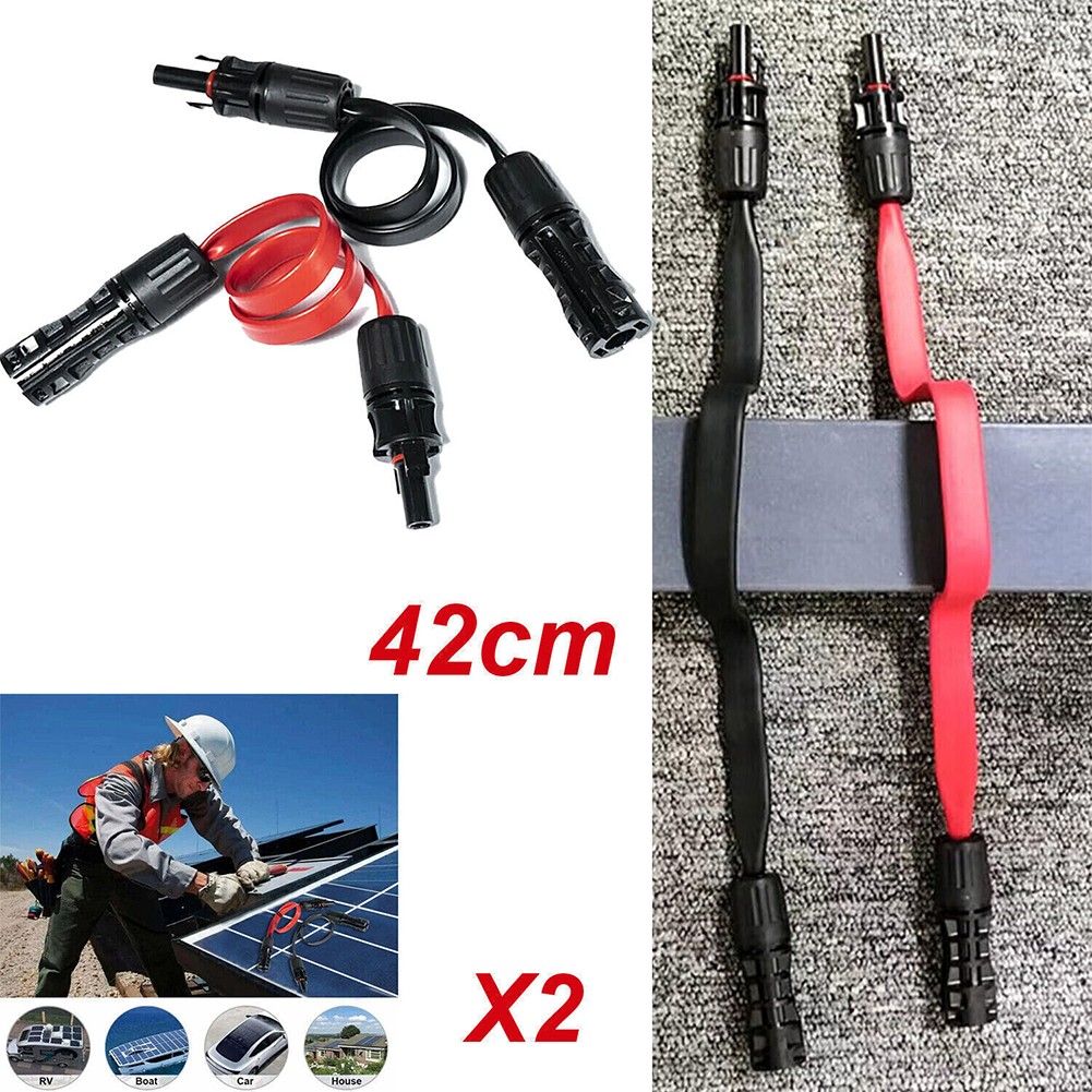Extension Cord 1 Pair Solar Panel Flat Photovoltaic Extension Cable for Connecting Inverters B1446